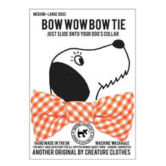 Orange Gingham Dog Bow Tie