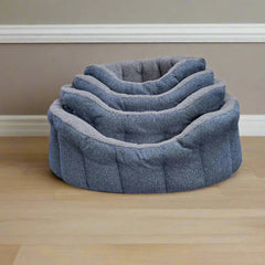 P&L Orkney Tweed Fleece Lined Bolster Bed - Blue