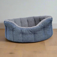 P&L Orkney Tweed Fleece Lined Bolster Bed - Blue