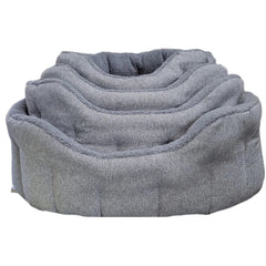 P&L Orkney Tweed Fleece Lined Bolster Bed - Grey