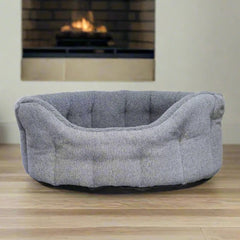 P&L Orkney Tweed Fleece Lined Bolster Bed - Grey
