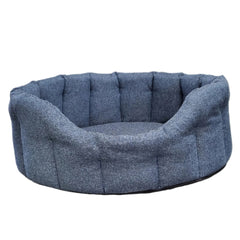 P&L Orkney Tweed Oval Dog Bed - Blue