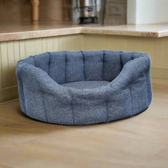 P&L Orkney Tweed Oval Dog Bed - Blue