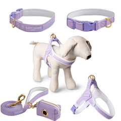 Pastel Purple Vegan Leather Harness, Dog Collar, Lead and Poo Bag Holder Complete Set