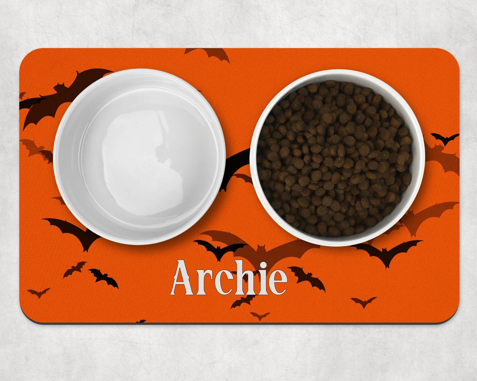 Personalised Halloween Bats Pet Bowl Placemat