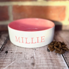 Personalised Stamp Font Dog Bowls With Painted Inside
