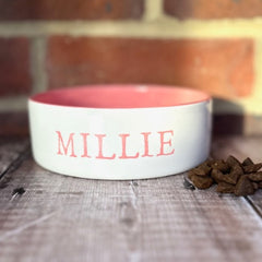 Personalised Stamp Font Dog Bowls With Painted Inside