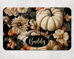 Personalised Black Autumn Pumpkins Dog Bowl Placemat
