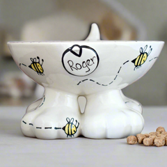 Personalised Ceramic Busy Bee Dog Legs Bowls