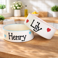 Personalised Ceramic Love Hearts Dog Bowls