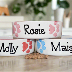 Personalised Ceramic Paw Print Dog Bowls