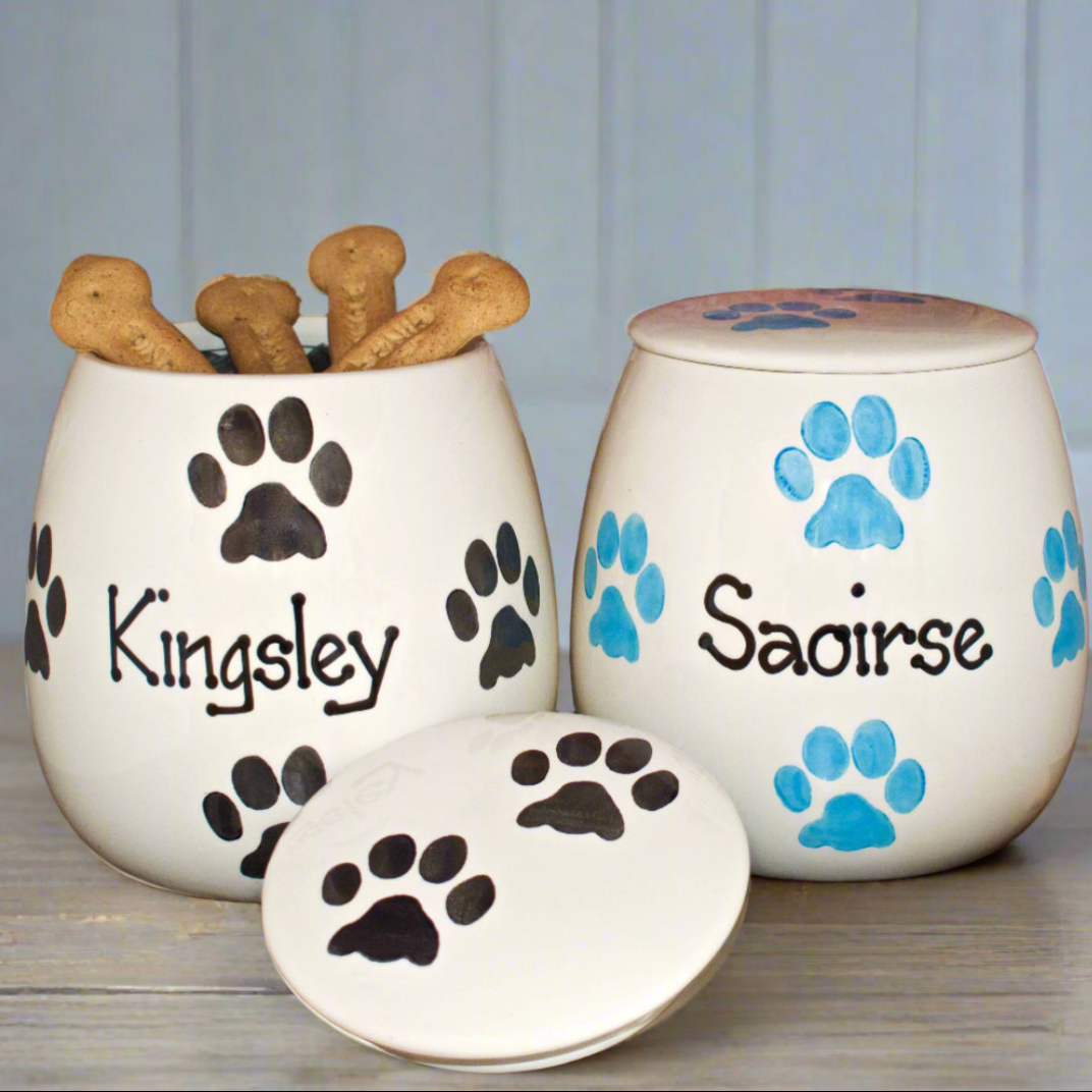 Personalised Ceramic Paw Prints Treat Jars