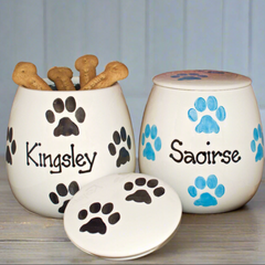 Personalised Ceramic Paw Prints Treat Jars