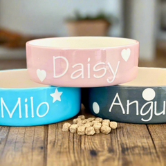 Personalised Ceramic Polka Dots Dog Bowls