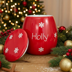 Personalised Ceramic Polka Snowflakes Treat Jars