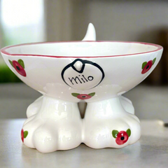 Personalised Ceramic Roses Dog Legs Bowls