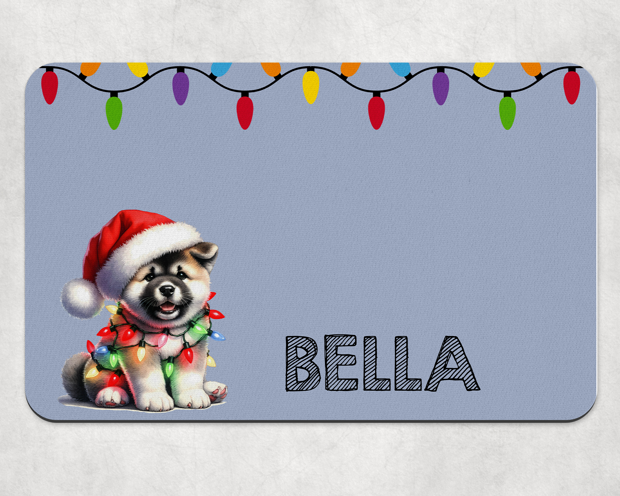 Personalised Christmas Akita Dog Bowl Placemat
