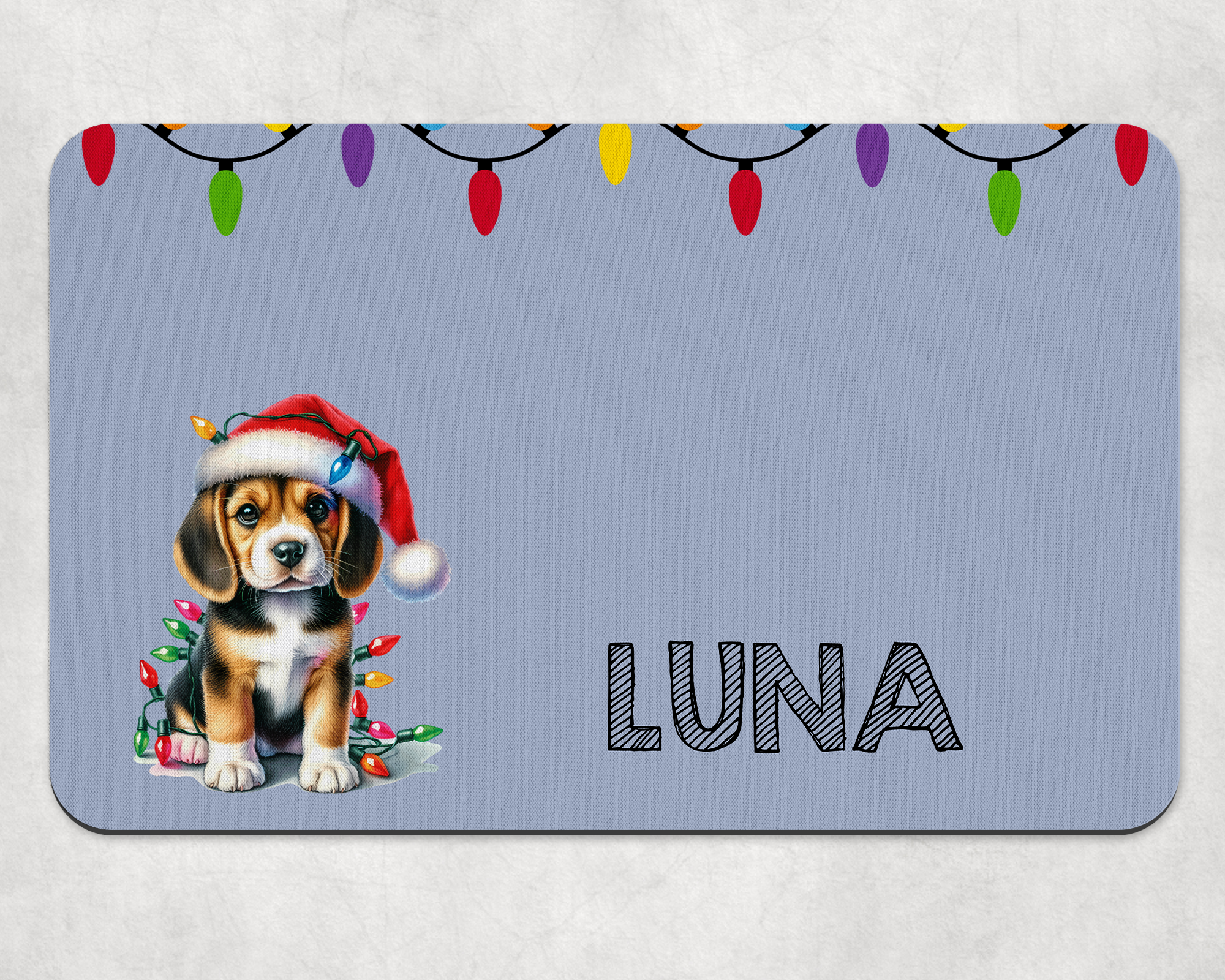 Personalised Christmas Beagle Dog Bowl Placemat