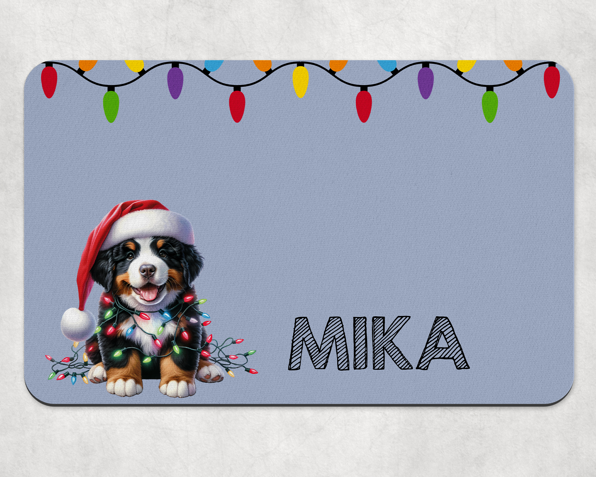 Personalised Christmas Bernese Mountain Dog Bowl Placemat