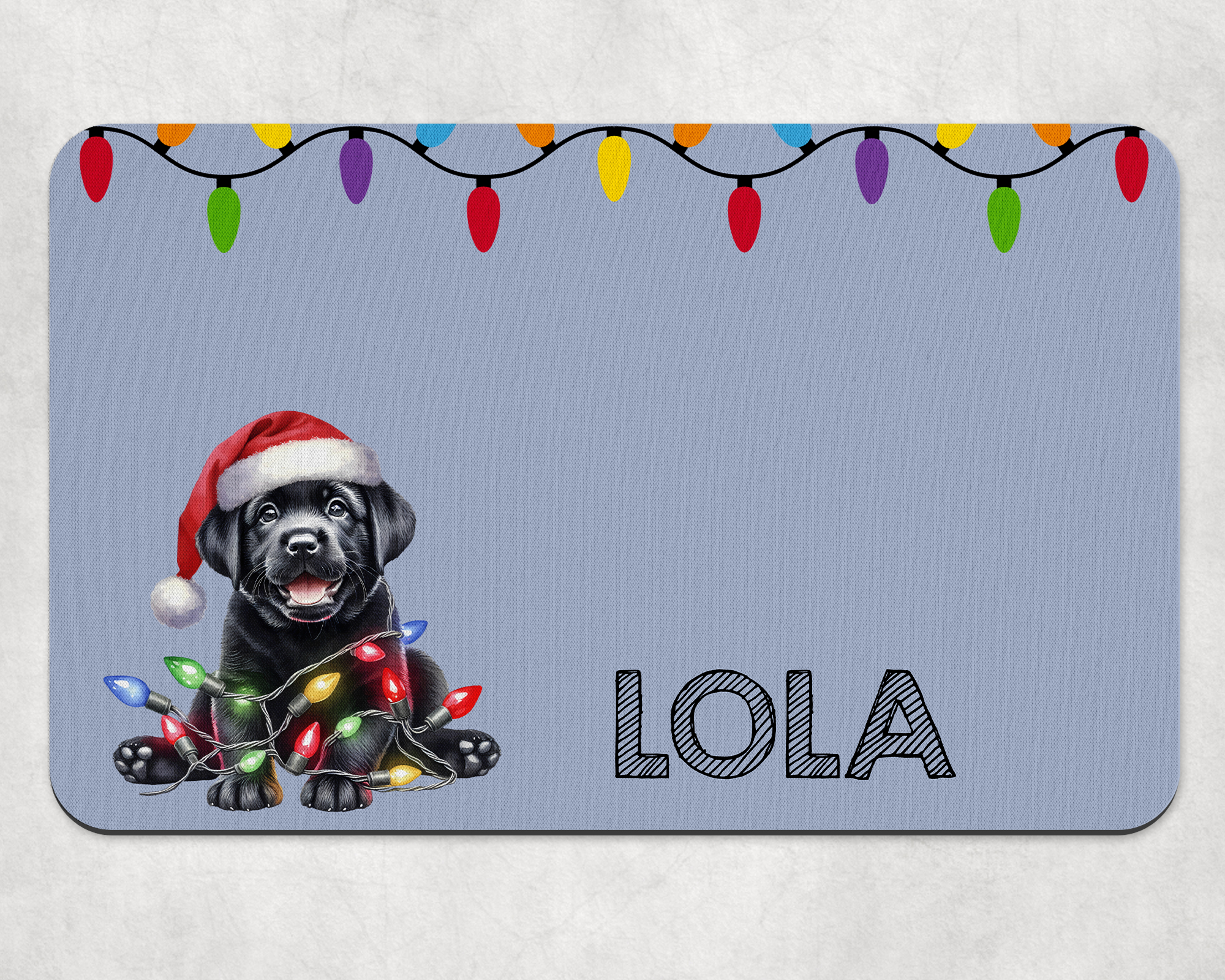 Personalised Christmas Black Labrador Dog Bowl Placemat