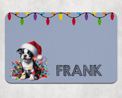 Personalised Christmas Boston Terrier Dog Bowl Placemat