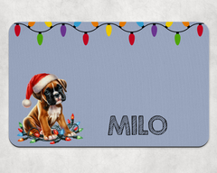 Personalised Christmas Boxer Dog Bowl Placemat