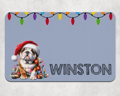 Personalised Christmas British Bulldog Dog Bowl Placemat