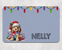 Personalised Christmas Cockerpoo Dog Bowl Placemat