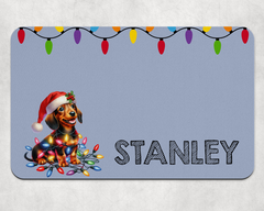 Personalised Christmas Dachshund Dog Bowl Placemat
