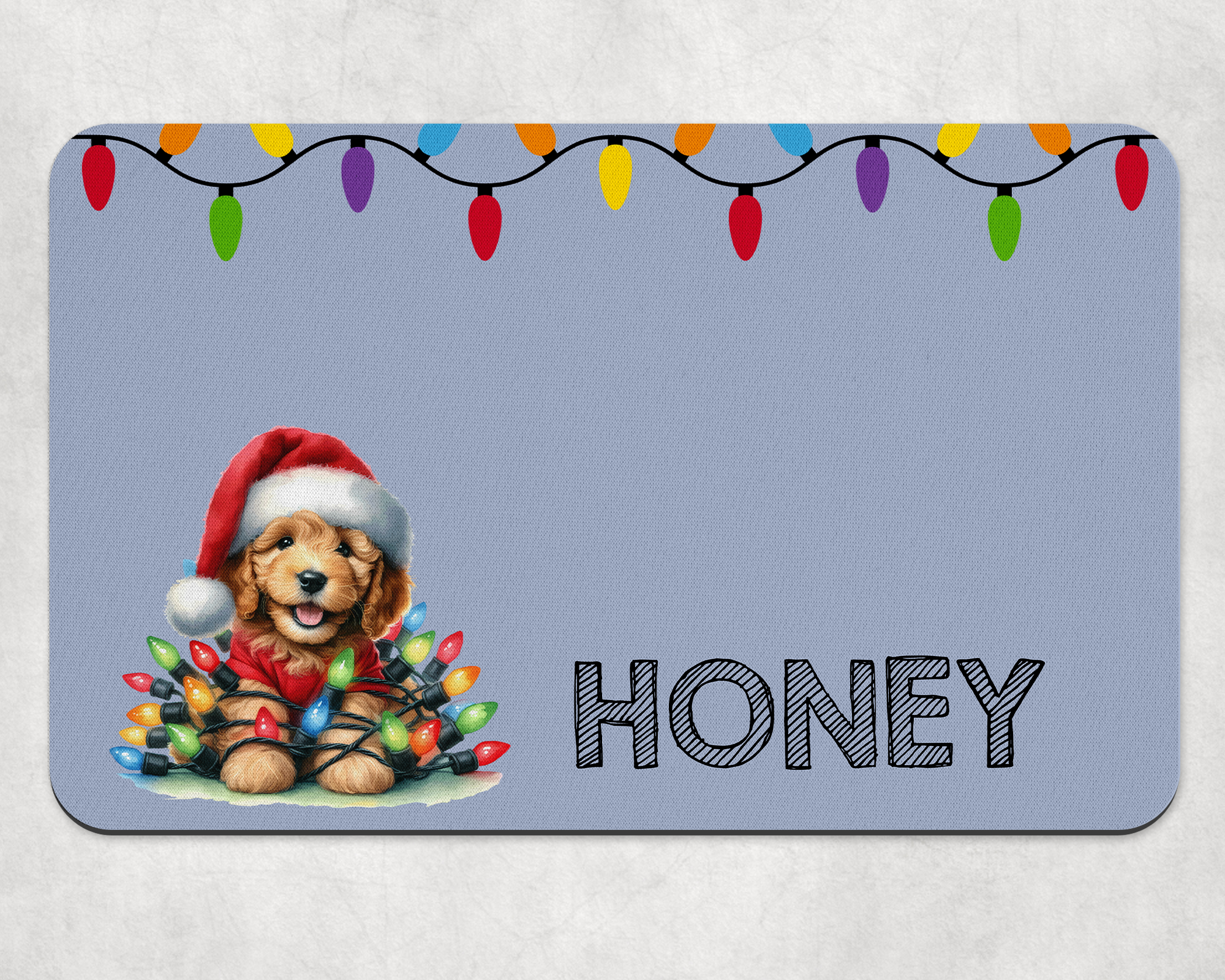 Personalised Christmas Doodle Dog Bowl Placemat