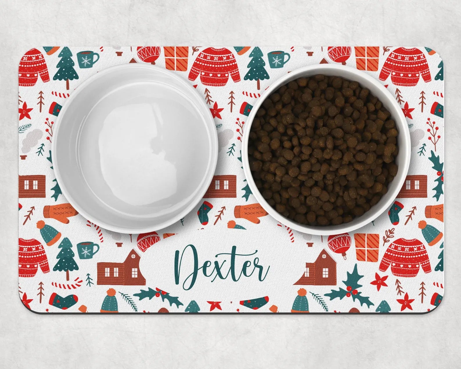 Personalised Christmas Fun Dog Bowl Placemat
