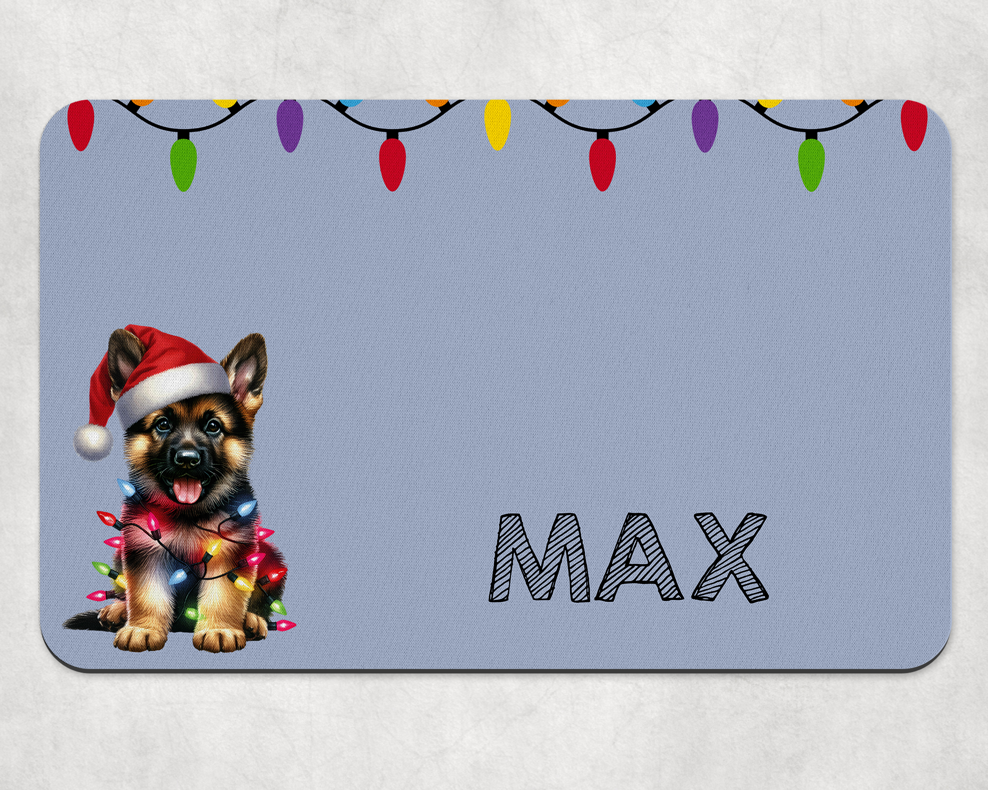 Personalised Christmas German Shepherd Dog Bowl Placemat