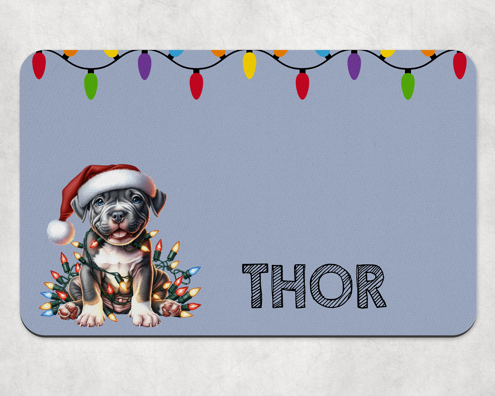 Personalised Christmas Pitbull Dog Bowl Placemat