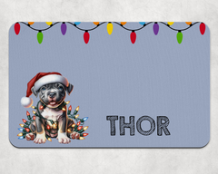 Personalised Christmas Pitbull Dog Bowl Placemat
