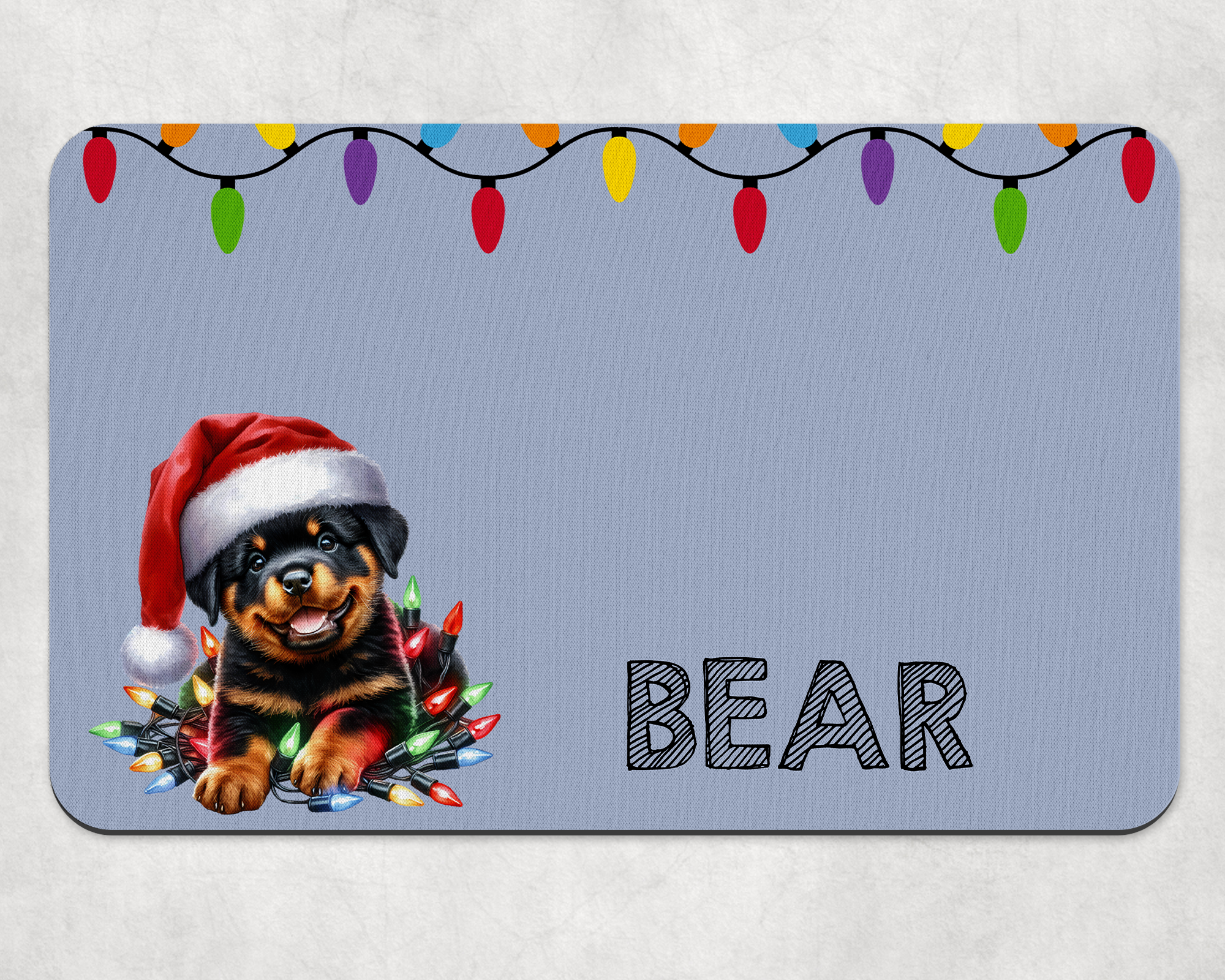 Personalised Christmas Rottweiler Dog Bowl Placemat