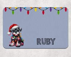 Personalised Christmas Schnauzer Dog Bowl Placemat