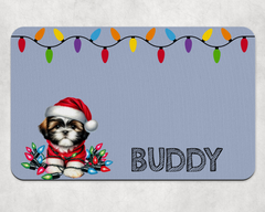 Personalised Christmas Shitzu Dog Bowl Placemat