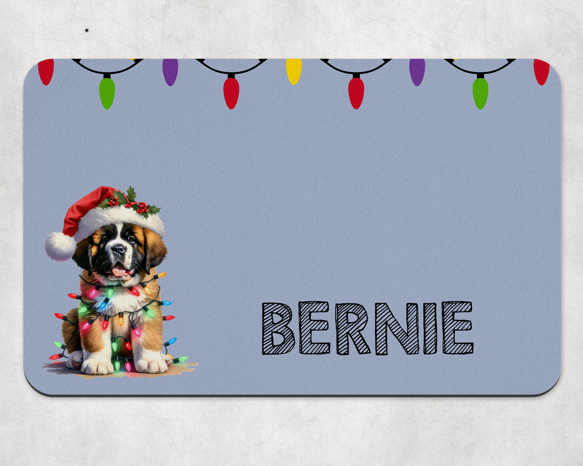 Personalised Christmas St. Bernard Dog Bowl Placemat