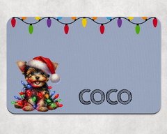 Personalised Christmas Yorkie Dog Bowl Placemat