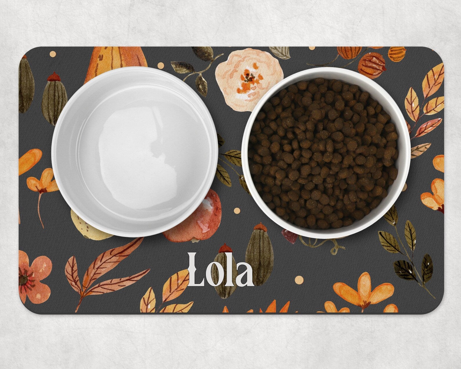 Personalised Cottage Core Pet Bowl Placemat Chelsea Dogs