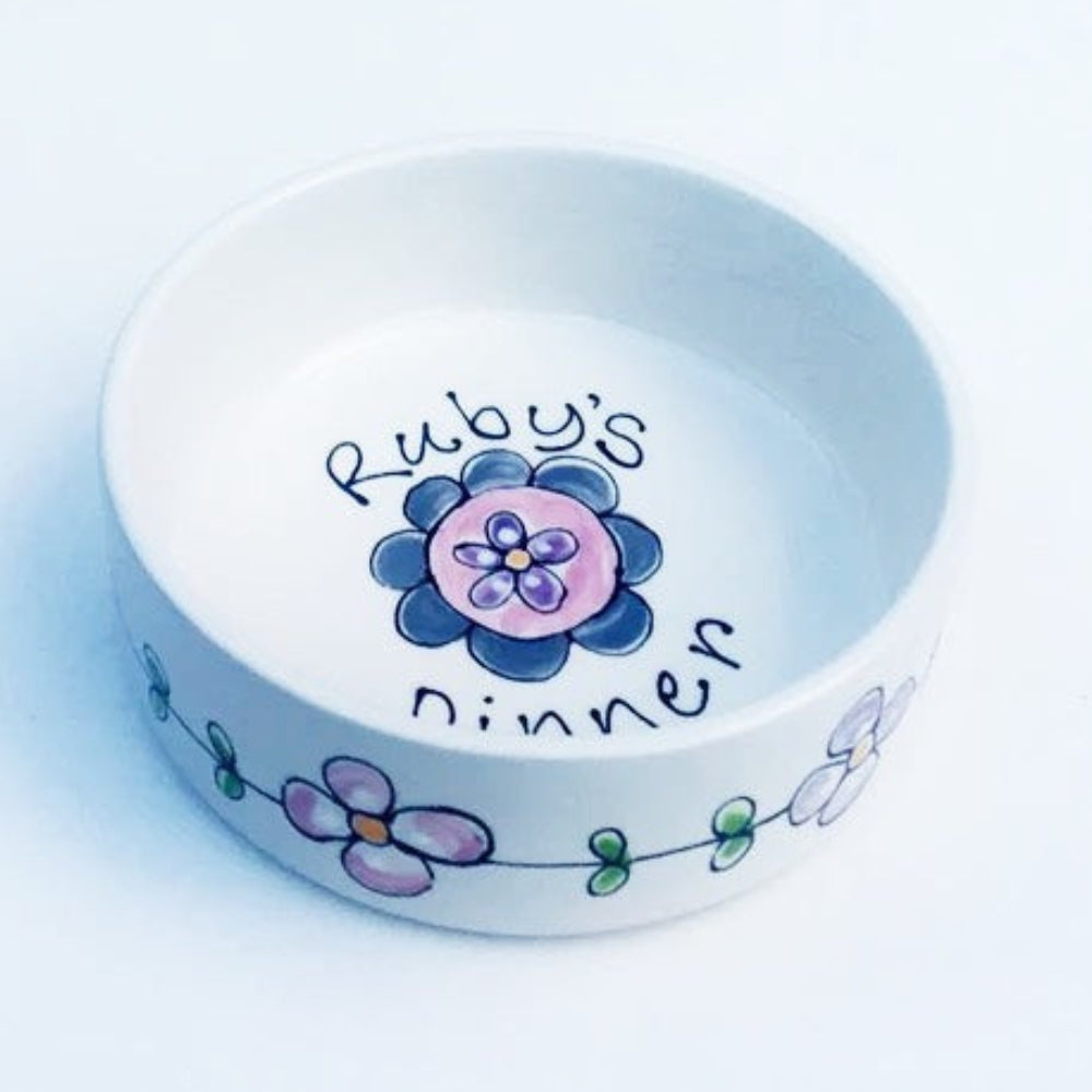 Personalised Dog Bowls With Flowers and Bees