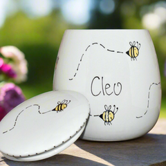 Personalised Dog Treat Jars In Busy Bee Design