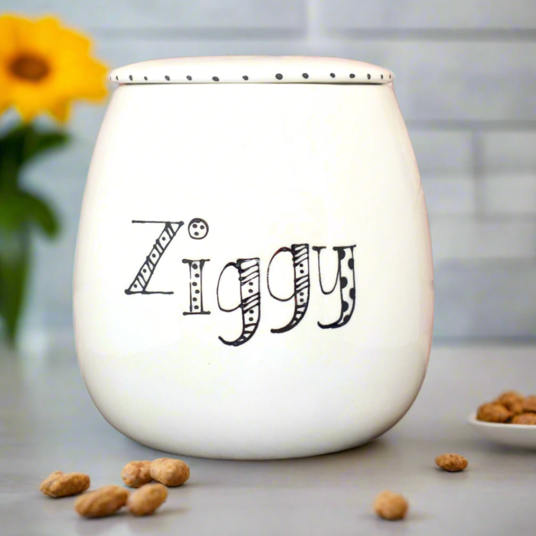 Personalised Dog Treat Jars In Doodle Design