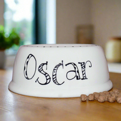 Personalised Doodle Font Slanted Dog Bowls