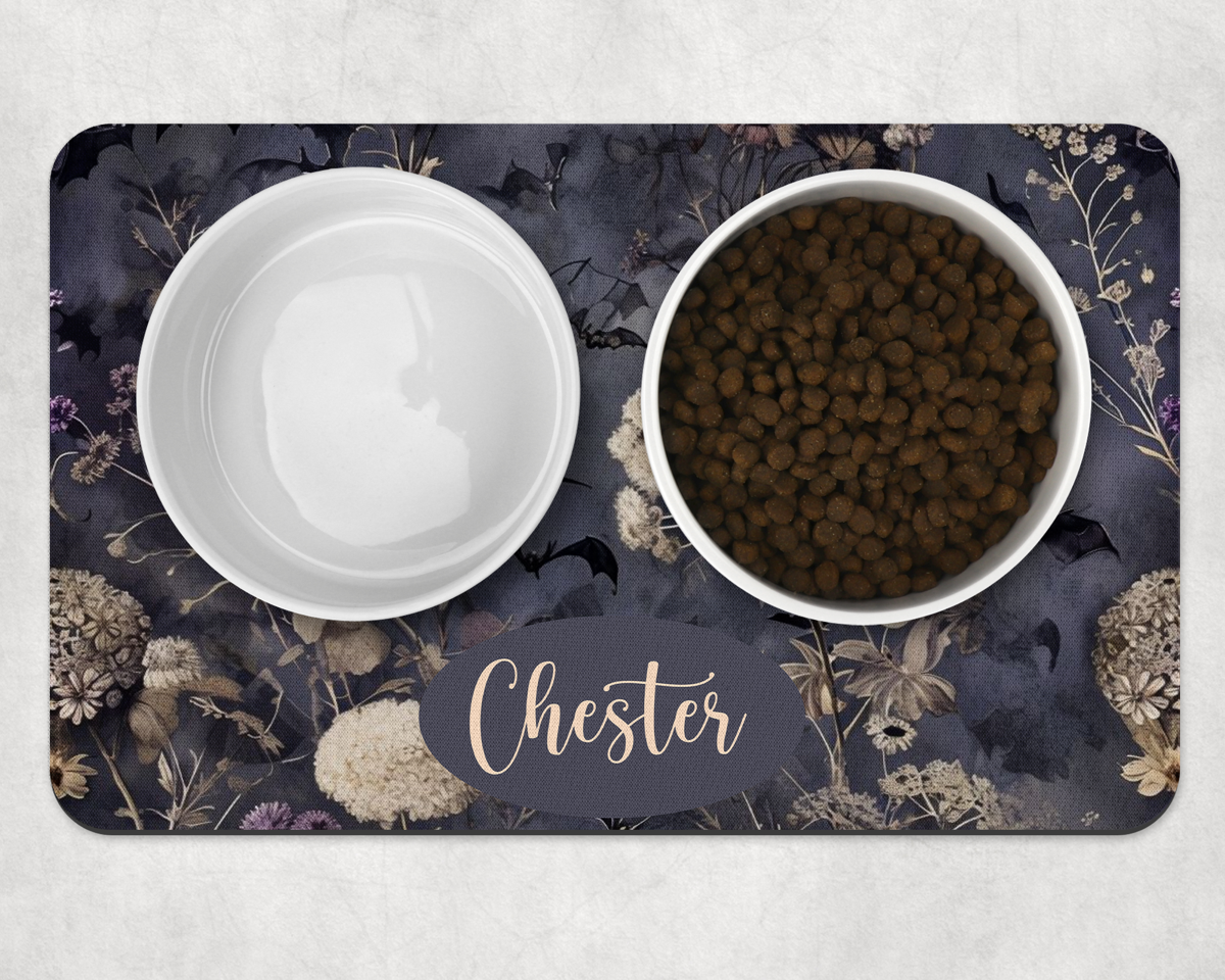Personalised Floral Gothic Dog Bowl Placemat