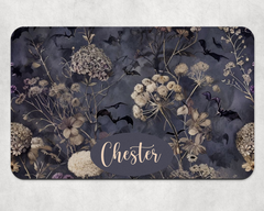 Personalised Floral Gothic Dog Bowl Placemat