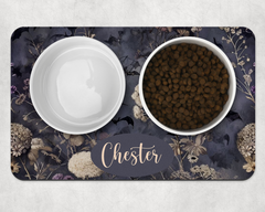 Personalised Floral Gothic Dog Bowl Placemat