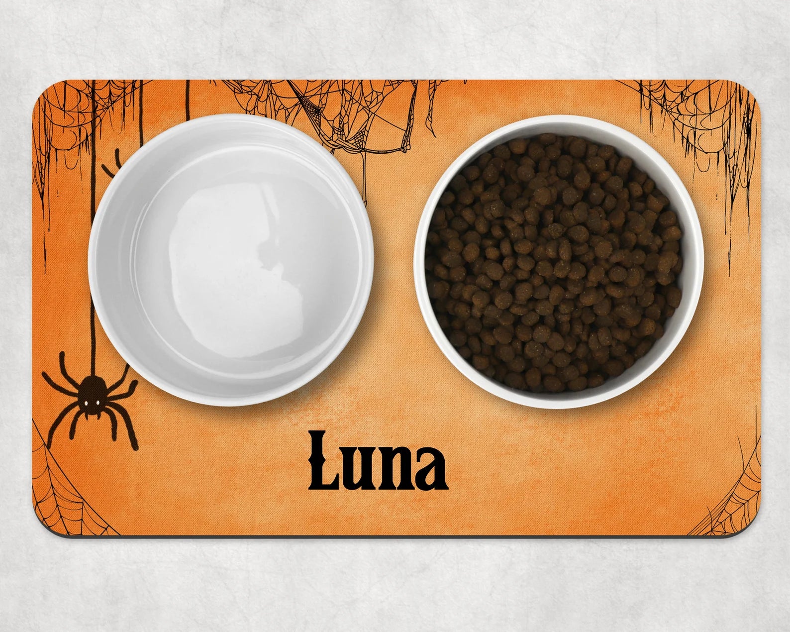 Personalised Halloween Spiders Dog Bowl Placemat