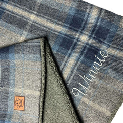 Personalised Luxury Double Layer Dog Blankets - Grey & Navy Check