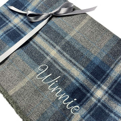 Personalised Luxury Double Layer Dog Blankets - Grey & Navy Check